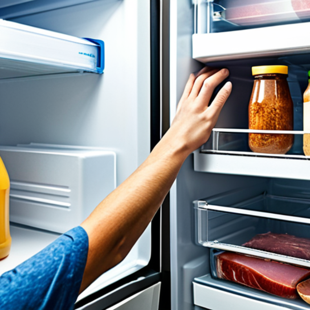 음식물 쓰레기 줄이기를 위한 지속 가능한 식품 선택 - Organized Fridge**
"Interior shot of a well-organized refrigerator, showing various food items stor...