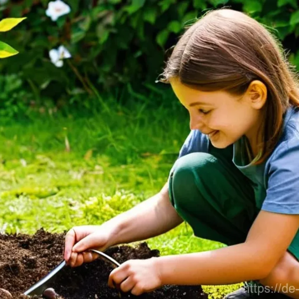 친환경적인 음식물 쓰레기 처리 방법 - **Prompt: The Satisfying Cycle of Garden Composting in a German Home**
"A cozy and well-tended G...